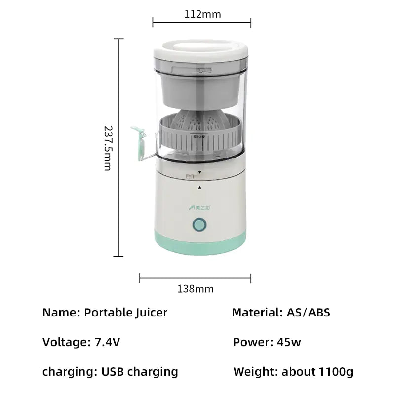 USB Wireless Slow Electric Juicer for Home 7.4V