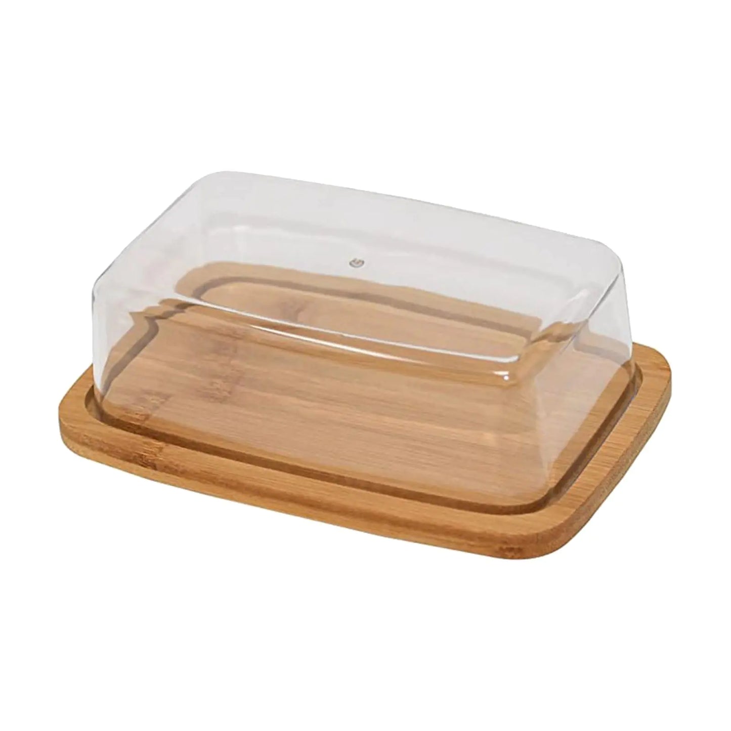 Square Bamboo Butter Dish with Rectangular Glass Lid